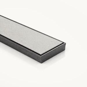 Neston linear tile insert drain in PVD gun metal, 1200mm kit