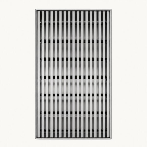 Neston Linear Wedge Wire Grate Top View Top view of a Neston heel-proof stainless steel wedgewire linear drain grate