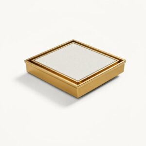 Neston Square Max tile insert grate in PVD brushed brass