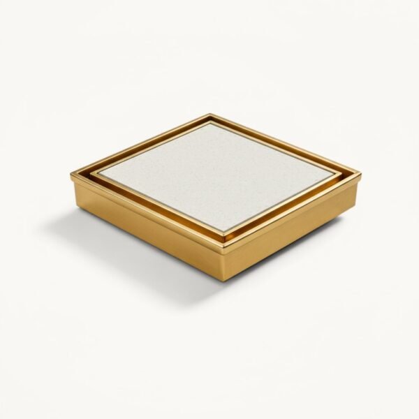Neston Square Max Tile Insert Grate Brushed Brass Neston Square Max tile insert grate in PVD brushed brass