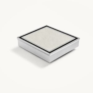 Neston Square Max tile insert grate in brushed stainless steel