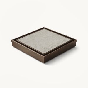 Neston square tile insert grate in PVD brushed bronze