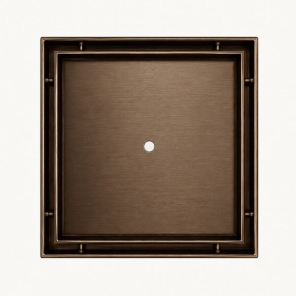 Top view of the Neston square tile insert tray in brushed bronze