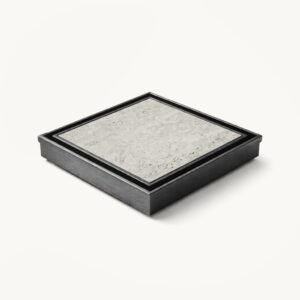 Neston square tile insert grate in PVD gun metal