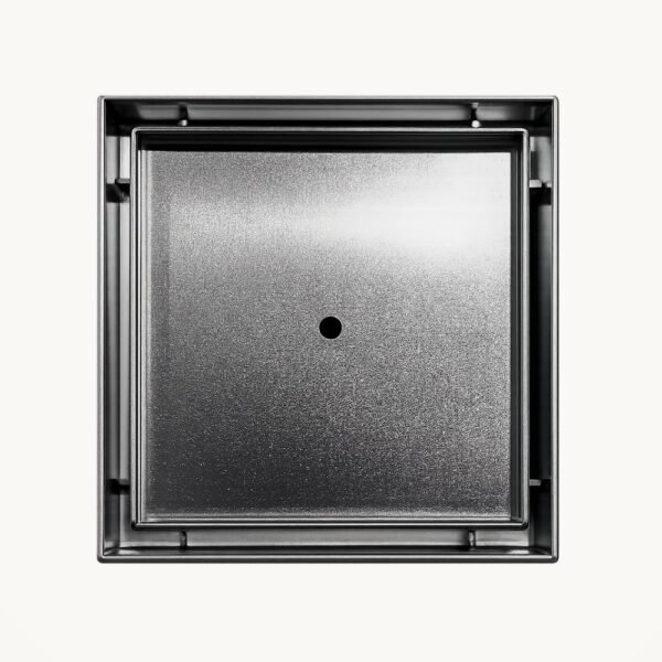 Neston Square Tile Insert Grate Stainless Steel Top View Top view of the Neston square tile insert tray in brushed stainless steel