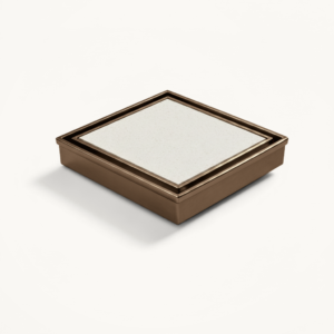 Neston Square Max tile insert grate in brushed bronze PVD finish